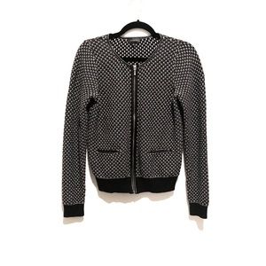 The Limited Black and White Knit Zip-Front Sweater